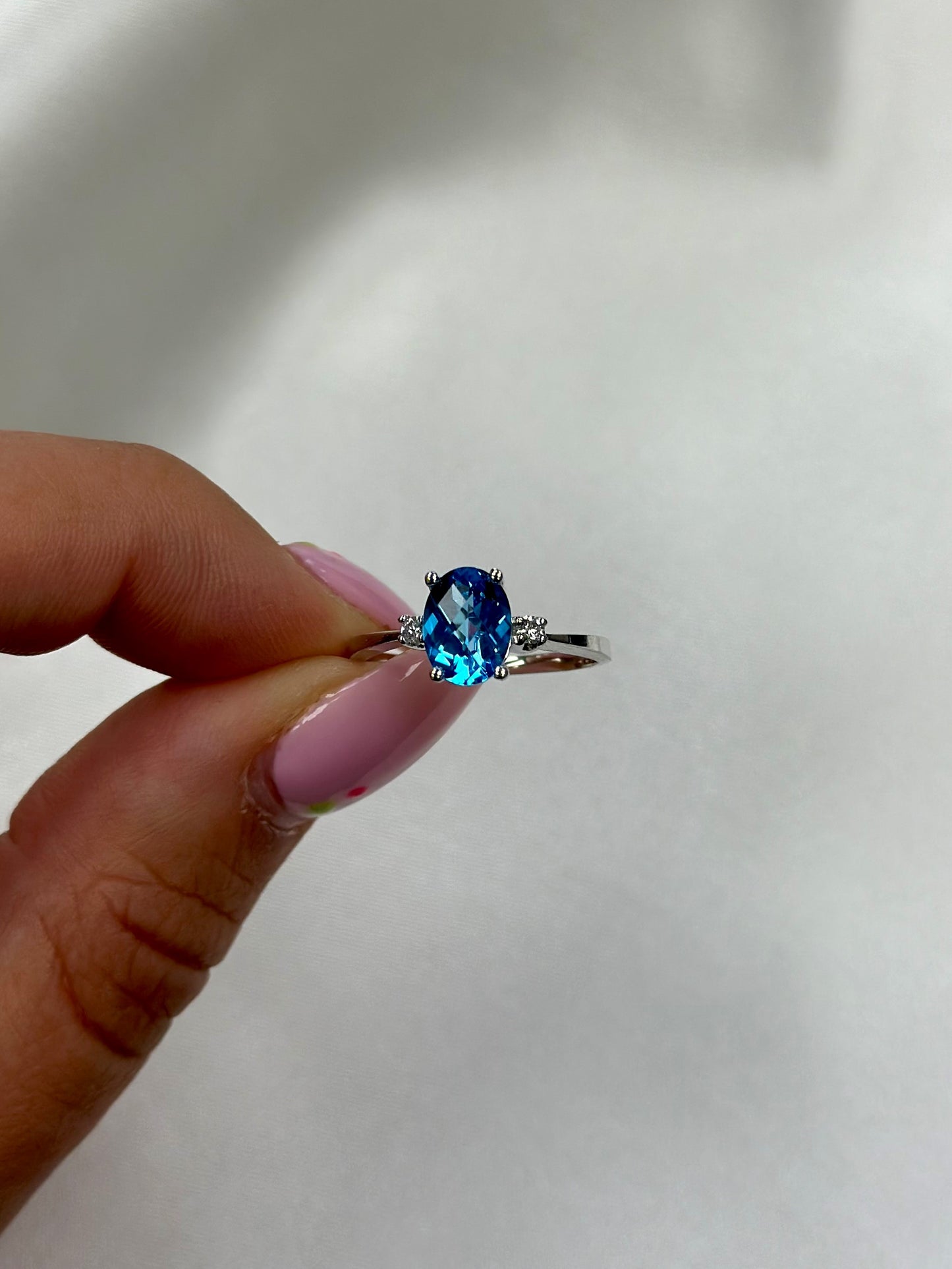 Classic Gemstone Rings in Blue Topaz, Oval gemstone ring, simple gemstone rings, blue topaz and diamond ring, gold blue topaz ring, white gold blue topaz ring