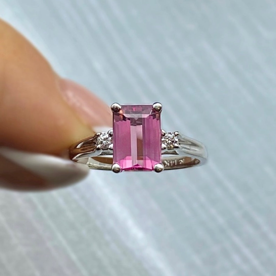 pink tourmaline diamond ring