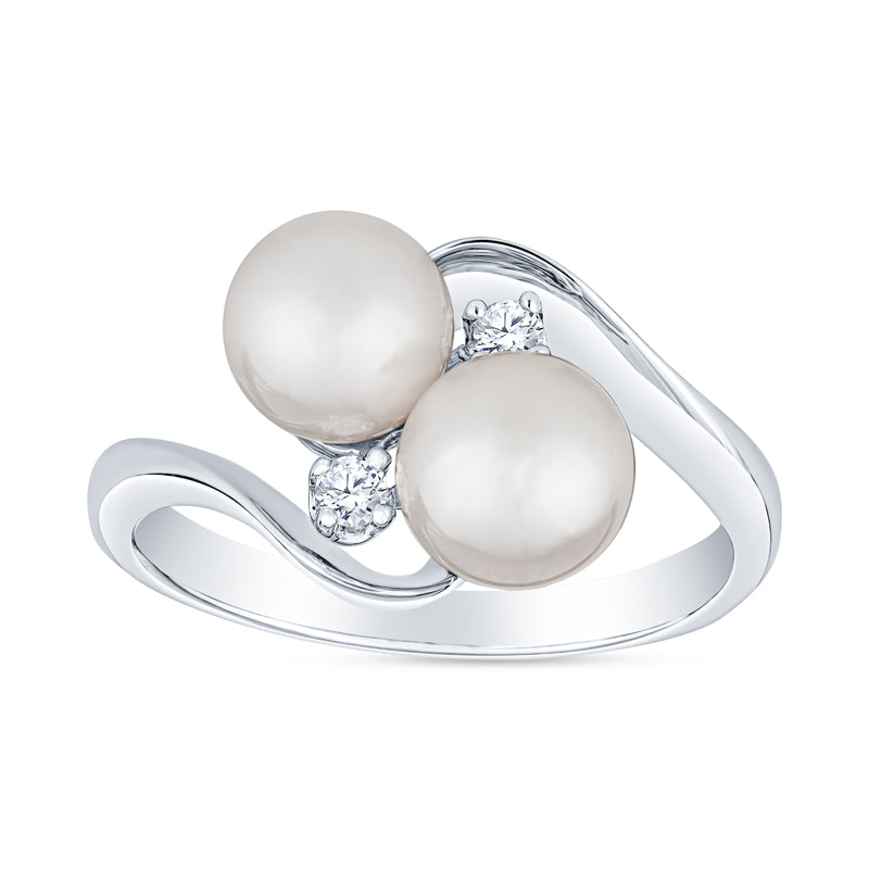 Two Pearls Bypass Double Cultured Pearl and Diamond Ring – Bella's Fine Jewelers
