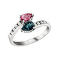 Moi Toi Tourmaline Diamond Ring with Two Stone Pear Shape and Diamond By pass in White Gold 14KT