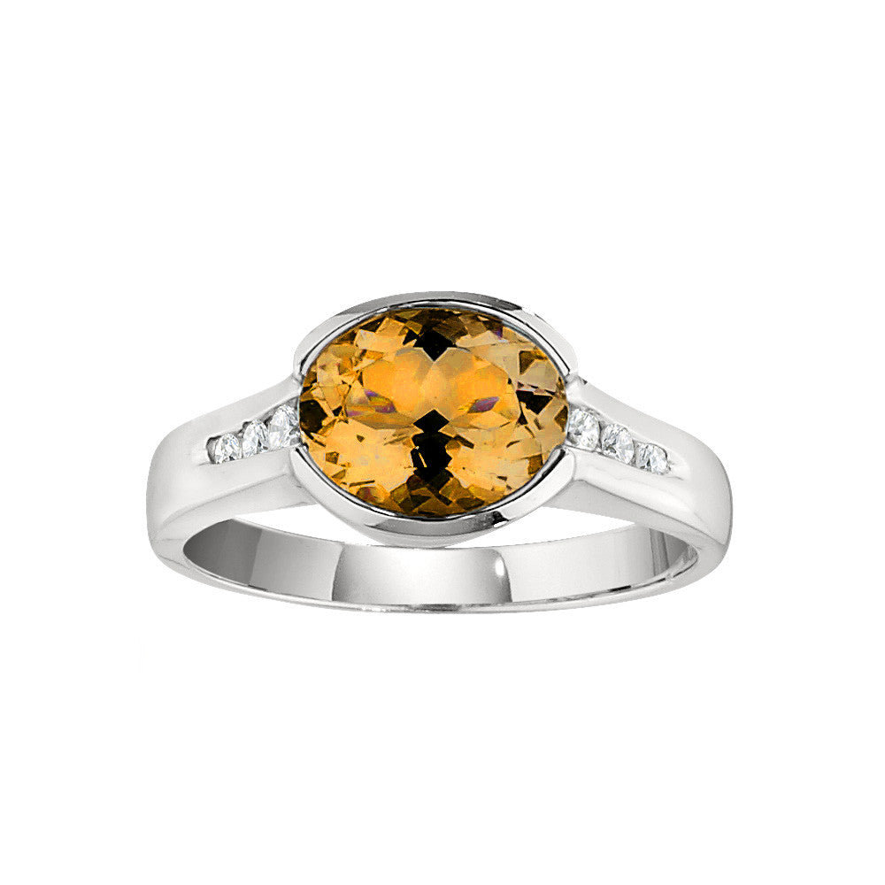 November Birthstone, Citrine Modern Ring, citrine diamond ring, citrine diamond gold ring, citrine white gold ring