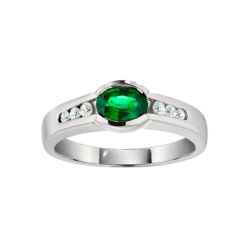 May Birthstone Jewelry, May Birthstone Ring, Modern Emerald Ring, Unique Emerald Rings, East West Emerald Rings, emerald diamond modern gold ring, emerald diamond bypass ring