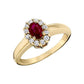 july birthstone ring, ruby diamond ring, ruby diamond halo ring, ruby diamond gold ring, ruby diamond gold halo ring, princess di style ring