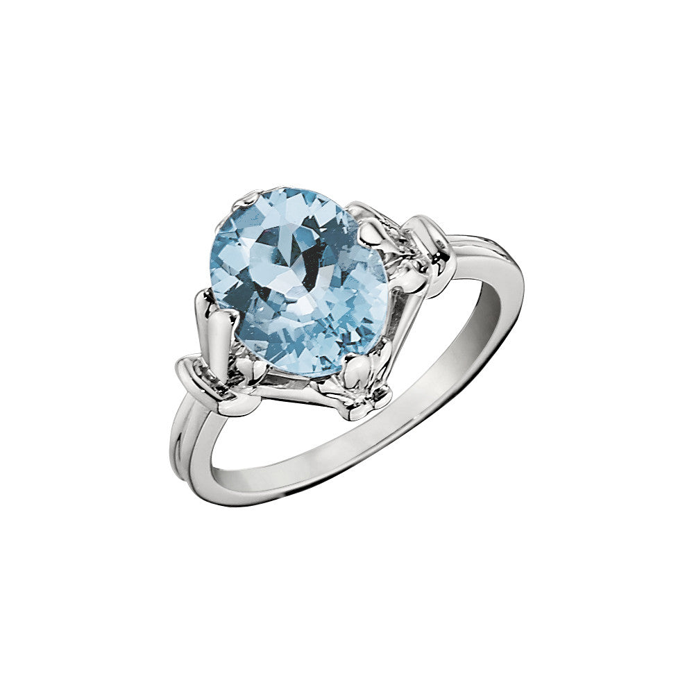 March Birthstone, Fleur De Lis Ring, Vintage Style Ring Settings,  aquamarine gold rings, vintage style gemstone rings, aquamarine white gold ring