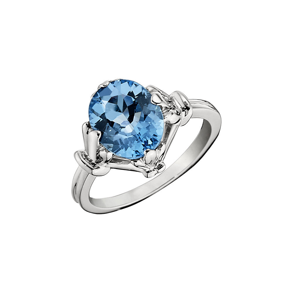 Fleur De Lis Ring, Vintage Style Ring Settings, Blue Topaz Ring, blue topaz gold rings, vintage style gemstone rings, blue topaz white gold ring