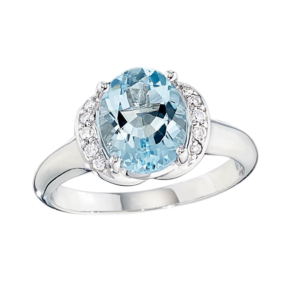 March Birthstone, Vintage Style Aquamarine Ring, aquamarine diamond ring, aquamarine diamond gold ring, aquamarine gold ring