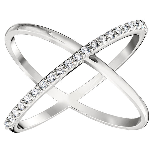 X diamond ring, modern diamond ring, symbolic diamond ring