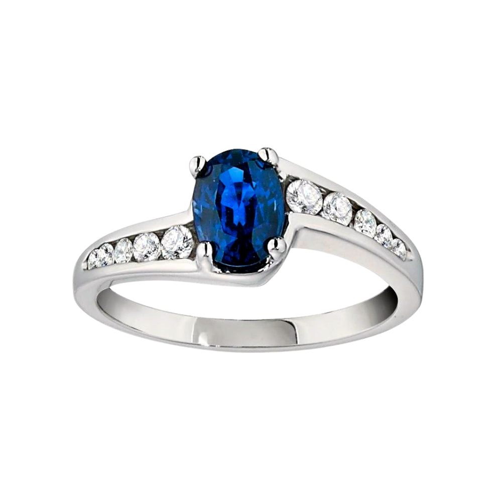 September birthstone, contemporary sapphire ring, modern ring, bypass sapphire rings, sapphire diamond gold ring, sapphire gold diamond ring
