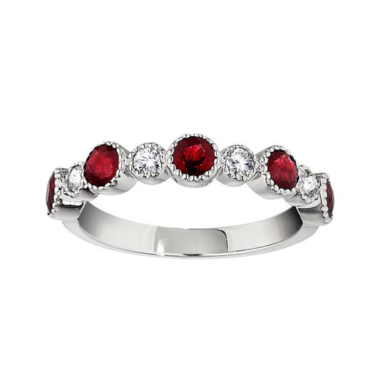 Ruby Wedding Rings, Gemstone Wedding Bands, vintage ruby and diamond band, ruby diamond gold band