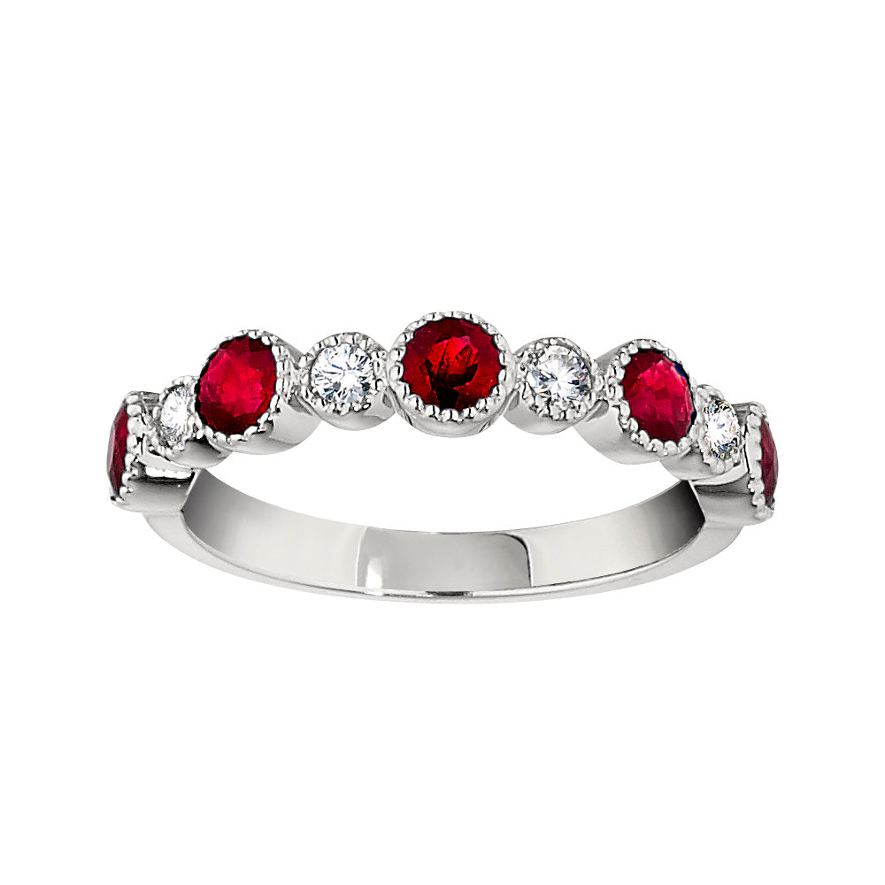 Ruby Wedding Rings, Gemstone Wedding Bands, vintage Ruby diamond bands, ruby diamond gold bands