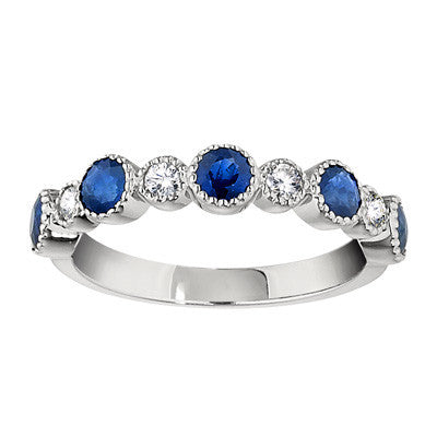 Sapphire Wedding Rings, Gemstone Wedding Bands, vintage sapphire diamond bands, sapphire diamond gold band
