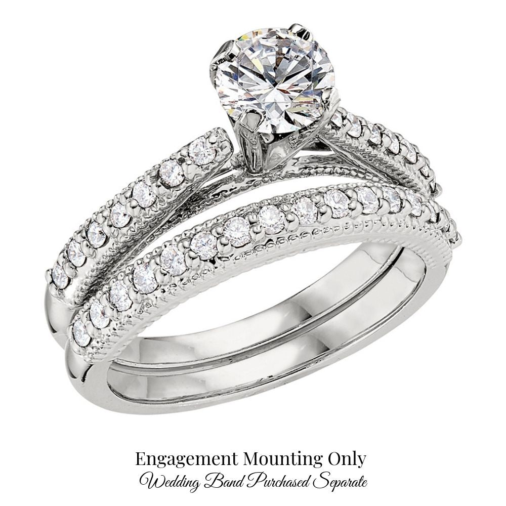 classic diamond band engagement rings, millgrain engagement rings, tapered millgrain engagement rings, made in America engagement Rings