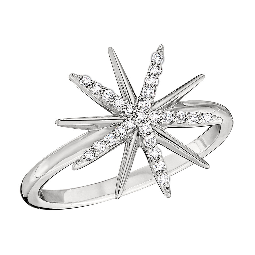 diamond starburst ring, diamond gold ring, diamond gold star ring, diamond symbolic jewelry