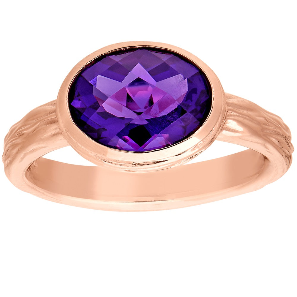 modern amethyst ring, modern gemstone jewelry, east west amethyst ring, amethyst gold ring, amethyst rose gold ring
