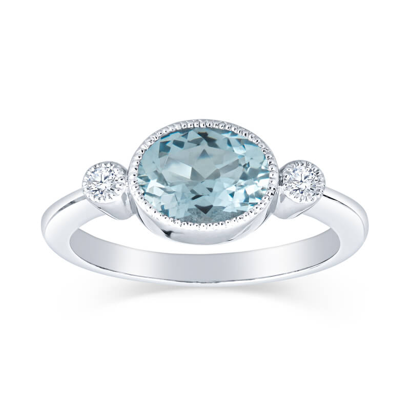 Aquamarine rings for women, vintage style gemstone rings. aquamarine and diamond ring
