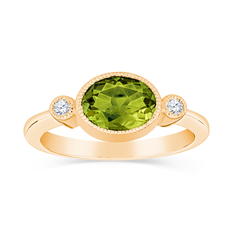 peridot rings for women, vintage style gemstone rings. peridot and diamond ring