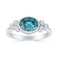 vintage style ring blue zircon and diamonds in 14KT White Gold Made In USA jewelry