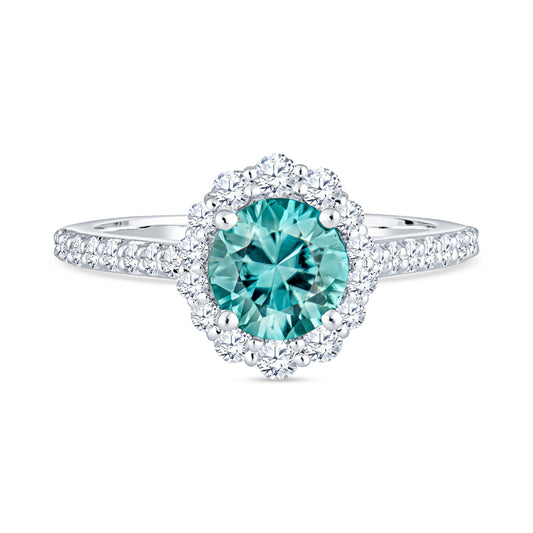Blue zircon rings for women, blue zircon diamond rings, gemstone halo rings