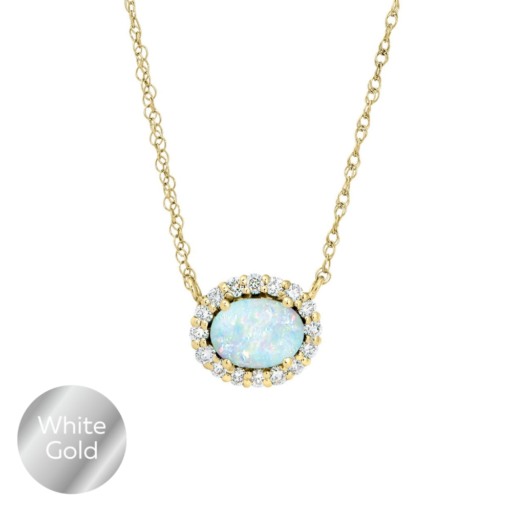 Halo Opal and Diamond Necklace