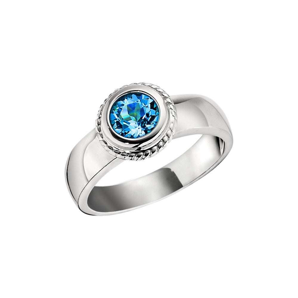 Blue Topaz Halo Ring, blue topaz gold ring, Blue topaz white gold ring