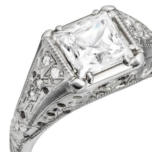 vintage engagement ring, antique engagement ring, unique engagement ring, princess cut engagement ring