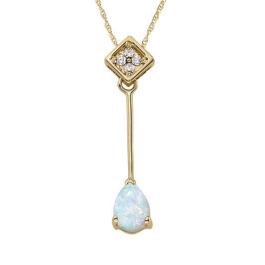 opal and diamond Y necklace, long opal necklace, opal and diamond gold pendant, modern opal jewelry