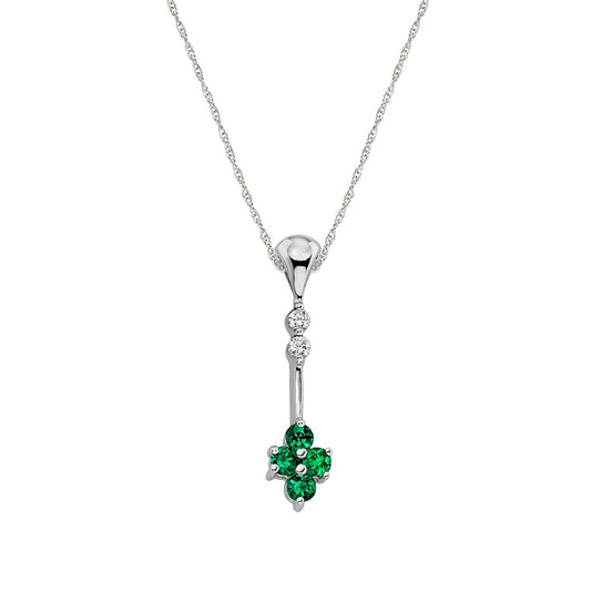 may birthstone, birthstone jewelry, emerald birthstone, emerald drop necklace, emerald diamond gold pendant, low emerald and diamond pendant