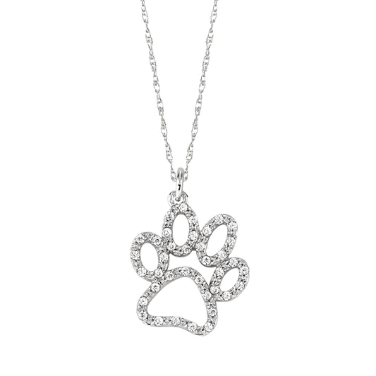 April birthstone, dog diamond pendant, diamond  paw pendant, dog diamond necklace, diamond paw necklace