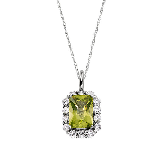 halo peridot and diamond pendant