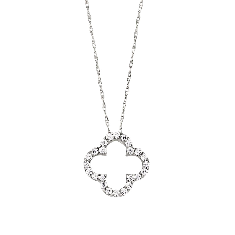 diamond Quatrefoil pendant, clover leaf diamond pendant, diamond clover leaf pendant, clover leaf diamond necklace, diamond clover leaf necklace