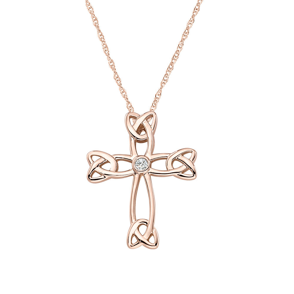 Trinity Knot Celtic Diamond Cross Pendant