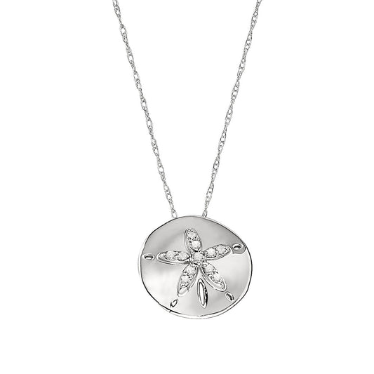 diamond sand dollar pendant, beach themed gold jewelry, diamond gold sand dollar pendant