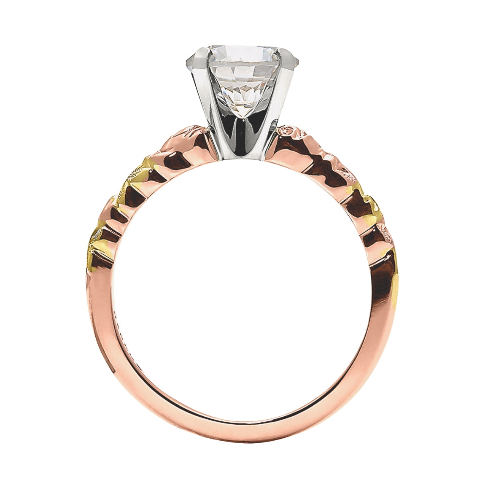 Pink Diamond Vintage Style Wedding Ring 14k Rose Gold Band