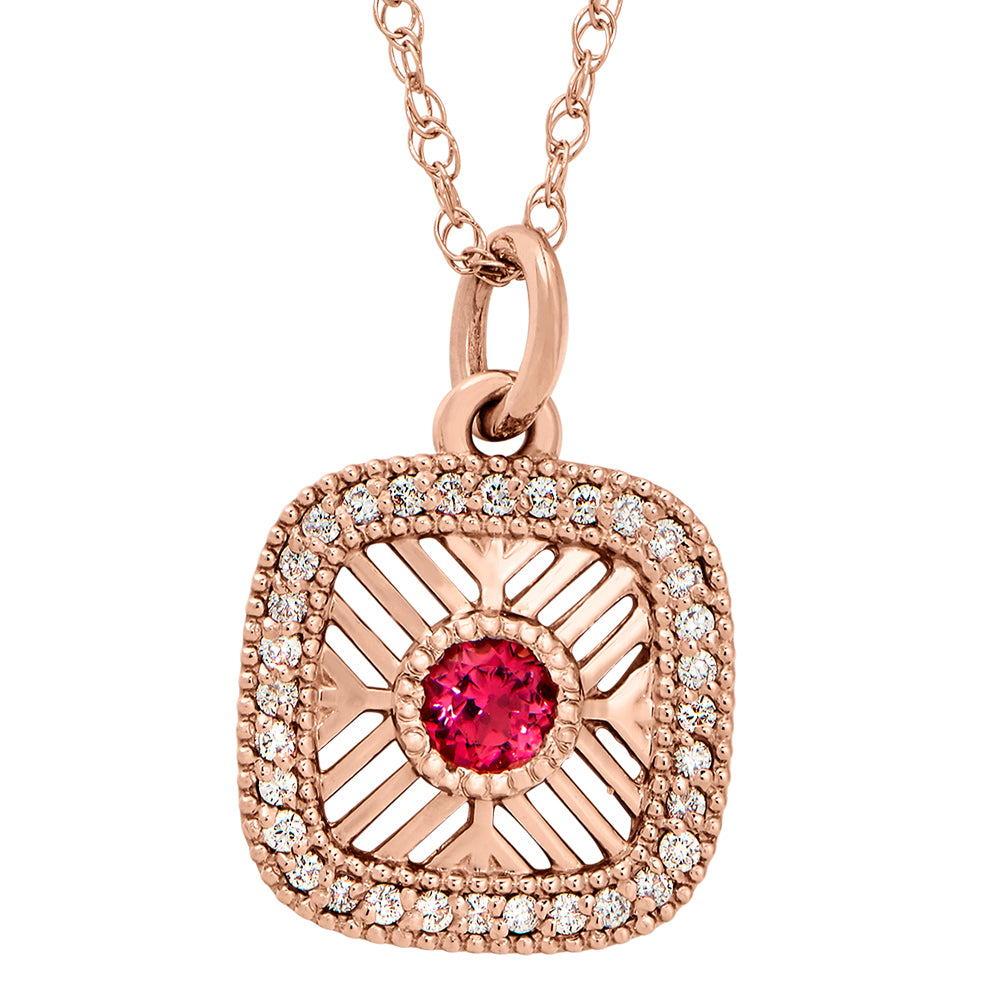 vintage pink tourmaline halo pendant, snowflake gemstone pendant