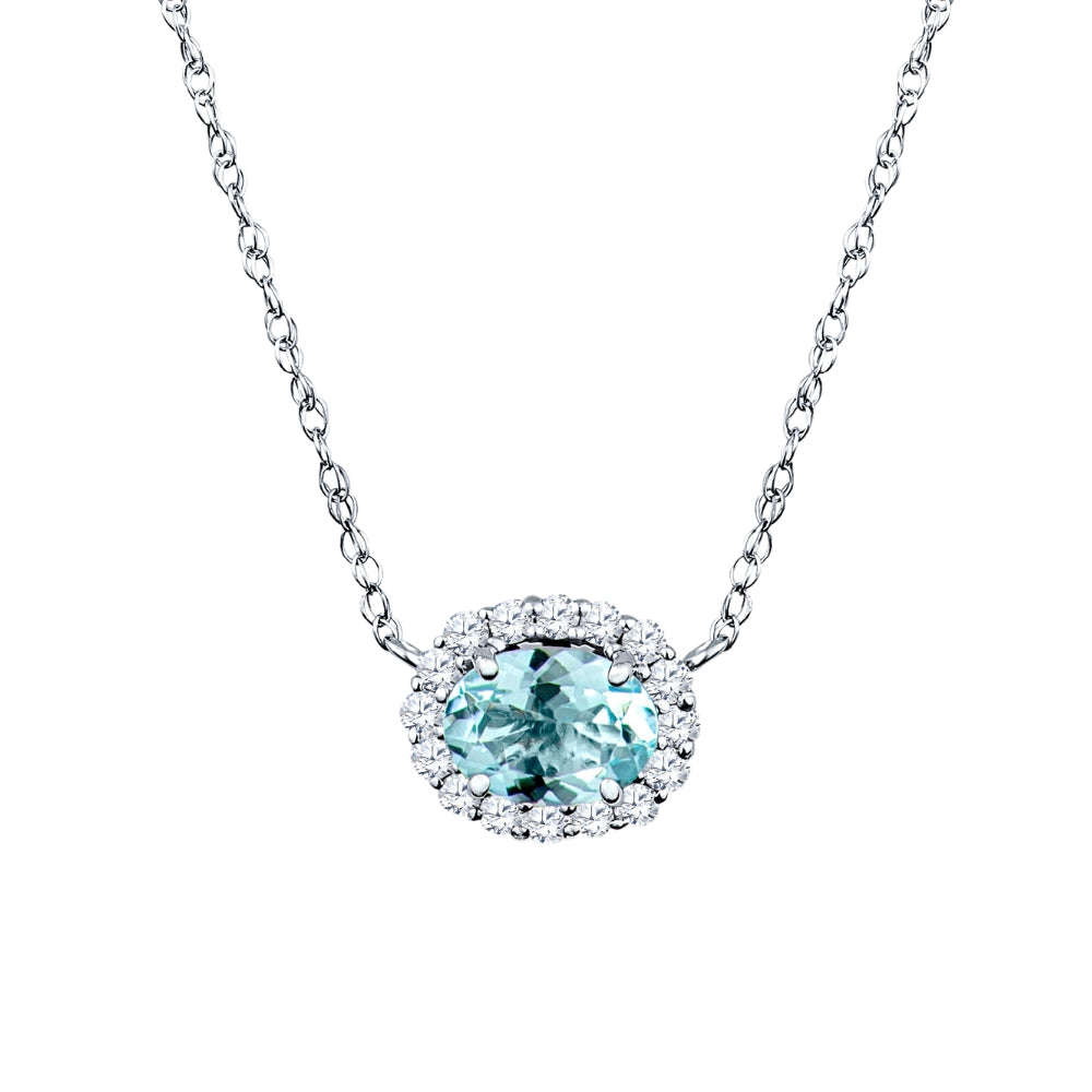 Halo Opal and Diamond Necklace