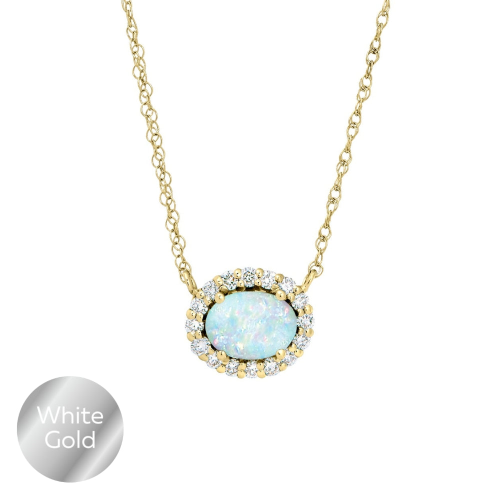 White Fire Opal Pendant Necklace With Cubic Zirconia – Glass Palace Arts