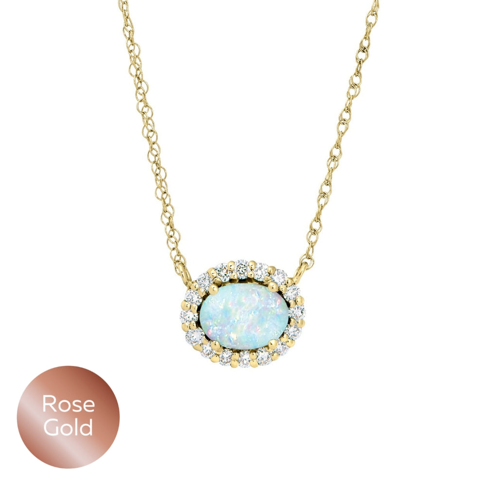 Halo Opal and Diamond Necklace