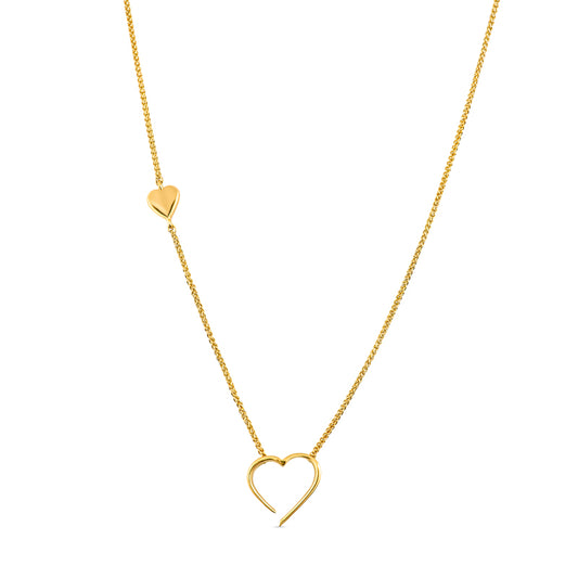 Heart necklace, gold heart necklace, station necklace