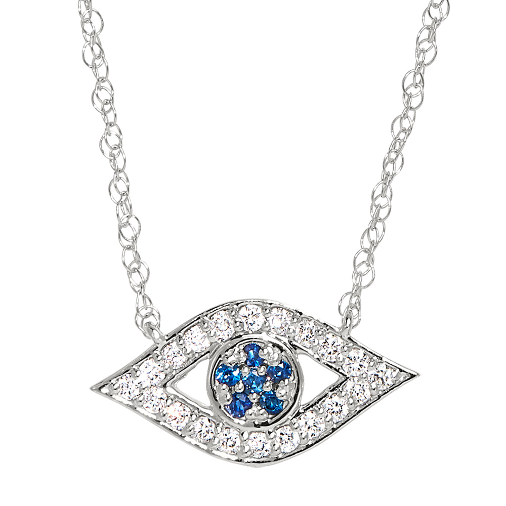 evil eye necklace, fine jewelry evil eye, sapphire evil eye, diamond evil eye