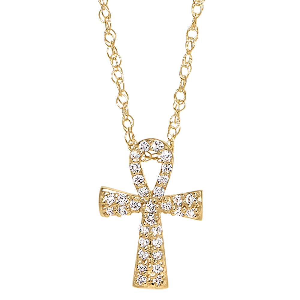 gold and diamond ankh, diamond Egyptian symbolic jewelry, gold diamond ankh