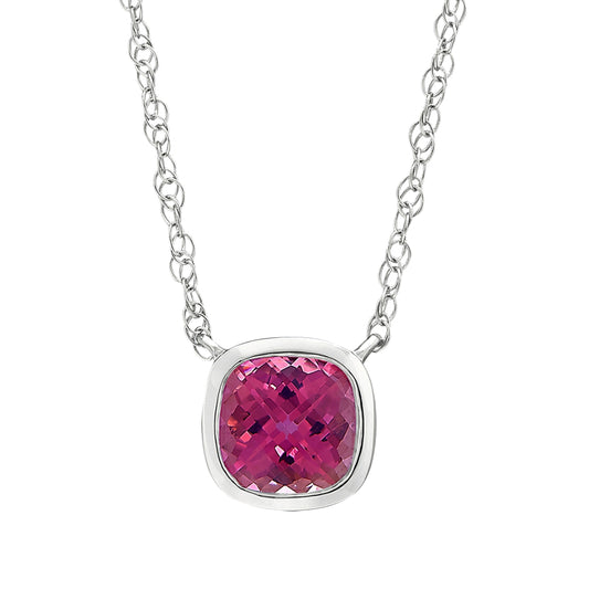 Pink Tourmaline Necklace, Modern pink tourmaline necklace, bezel pink tourmaline necklace
