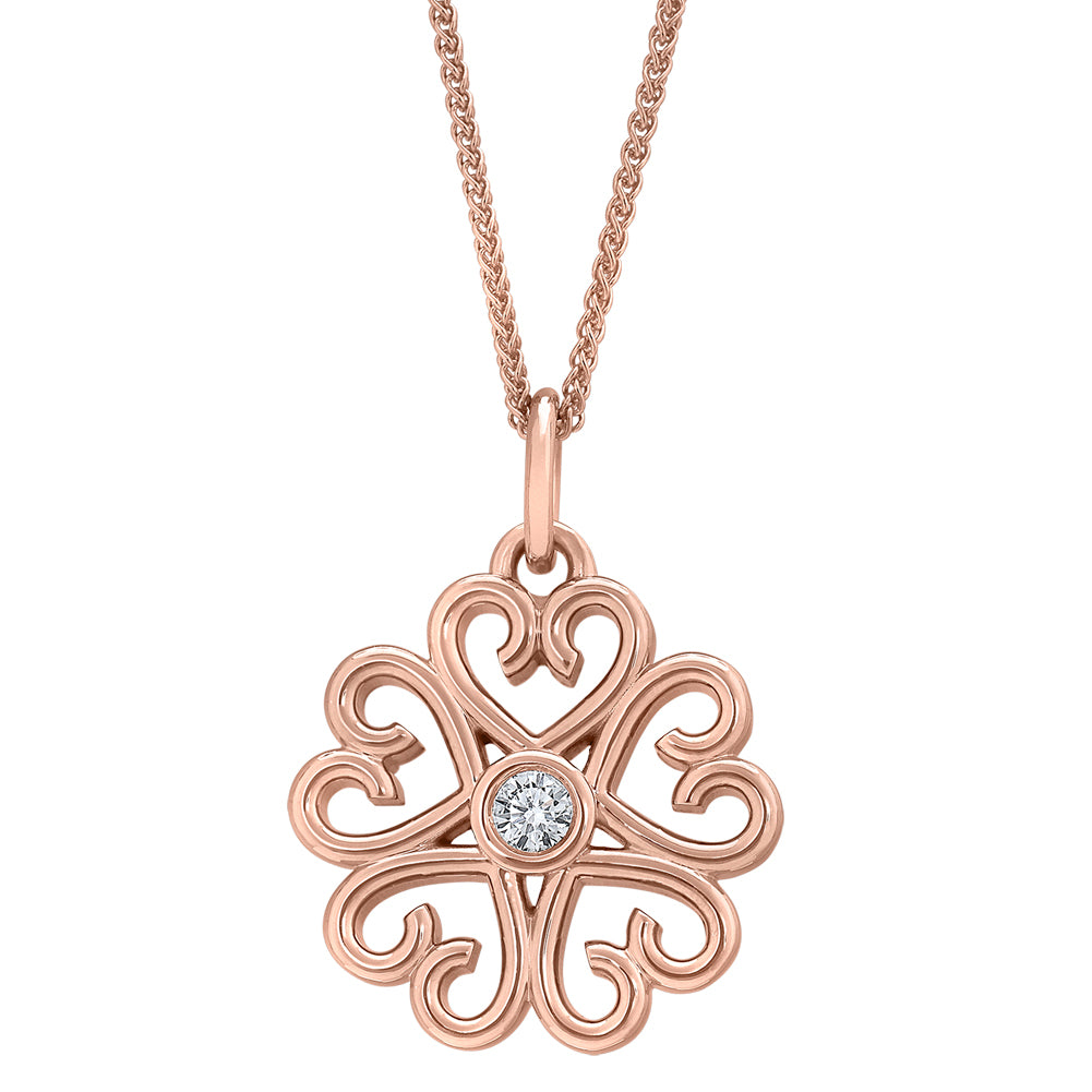vintage style heart mandala rose gold pendant