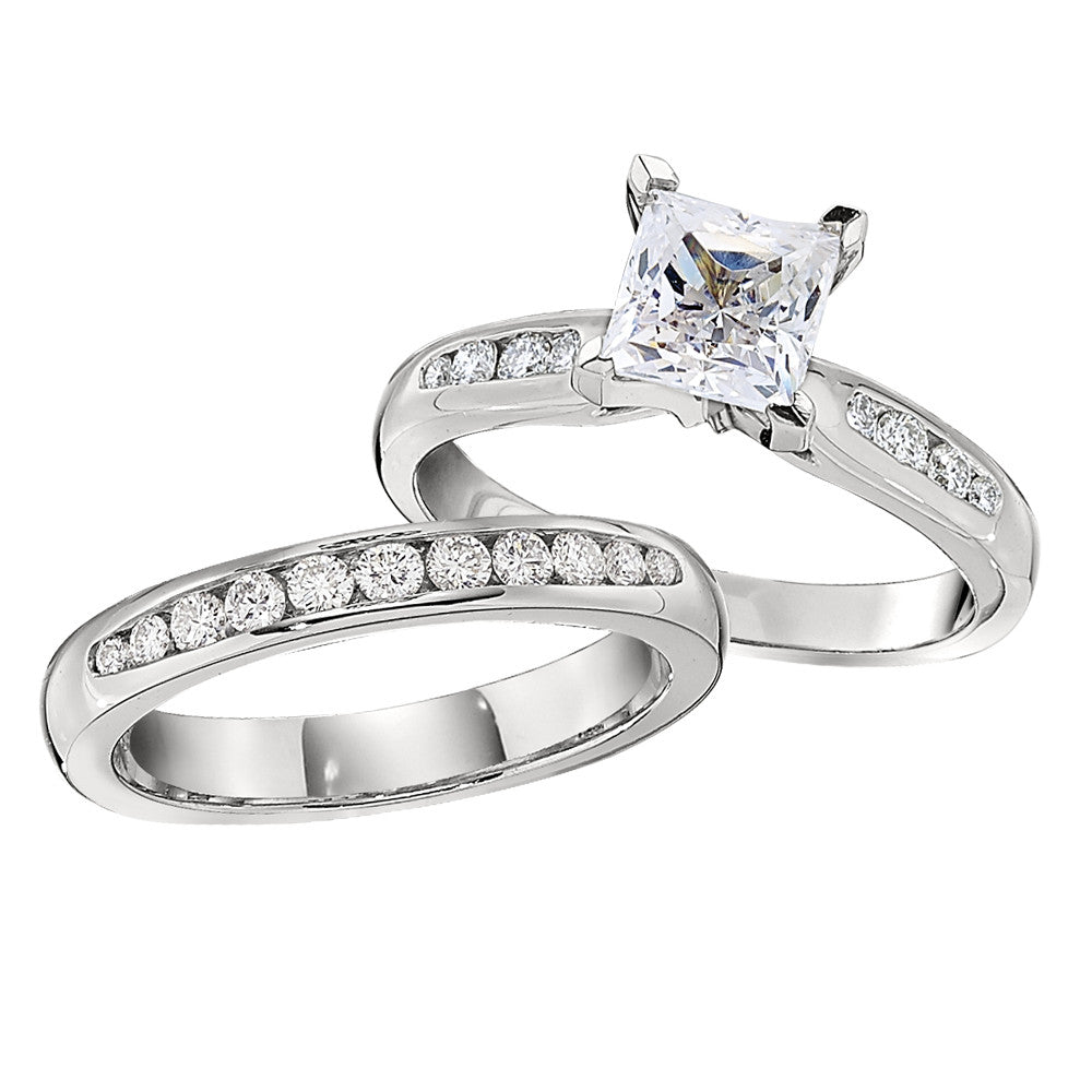 princess cut engagement rings, channel set engagement rings, matching wedding bands