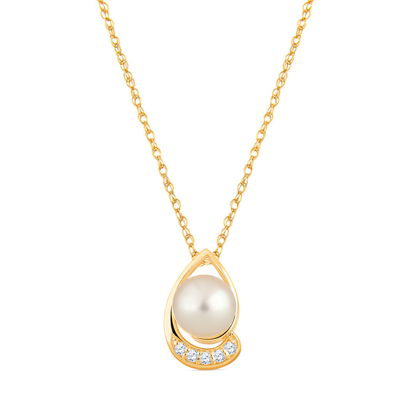 modern pearl jewelry, pearl pendant, modern necklace, pearl necklace, pearl and diamond gold pendant, tear drop gold and pearl pendant