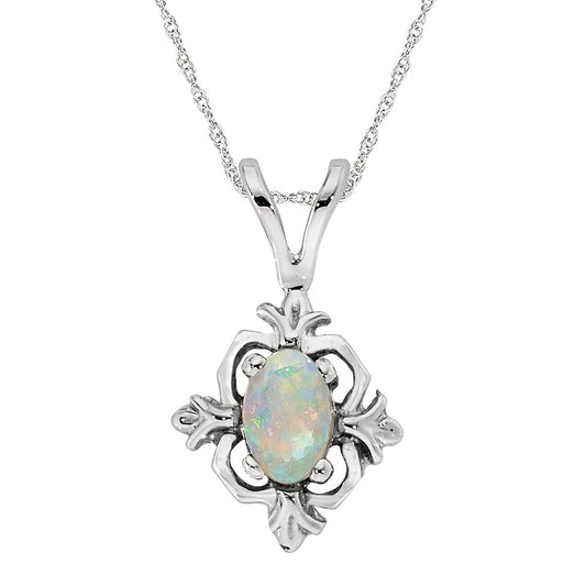 October birthstone jewelry, vintage opal pendant, antique style pendants, fleur de lis opal jewelry