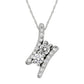 two stone diamond pendant, diamond bypass pendant, symbolic diamond pendant, romantice jewelry