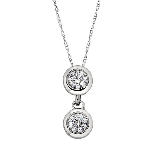April Birthstone, diamond birthstone, two stone pendant