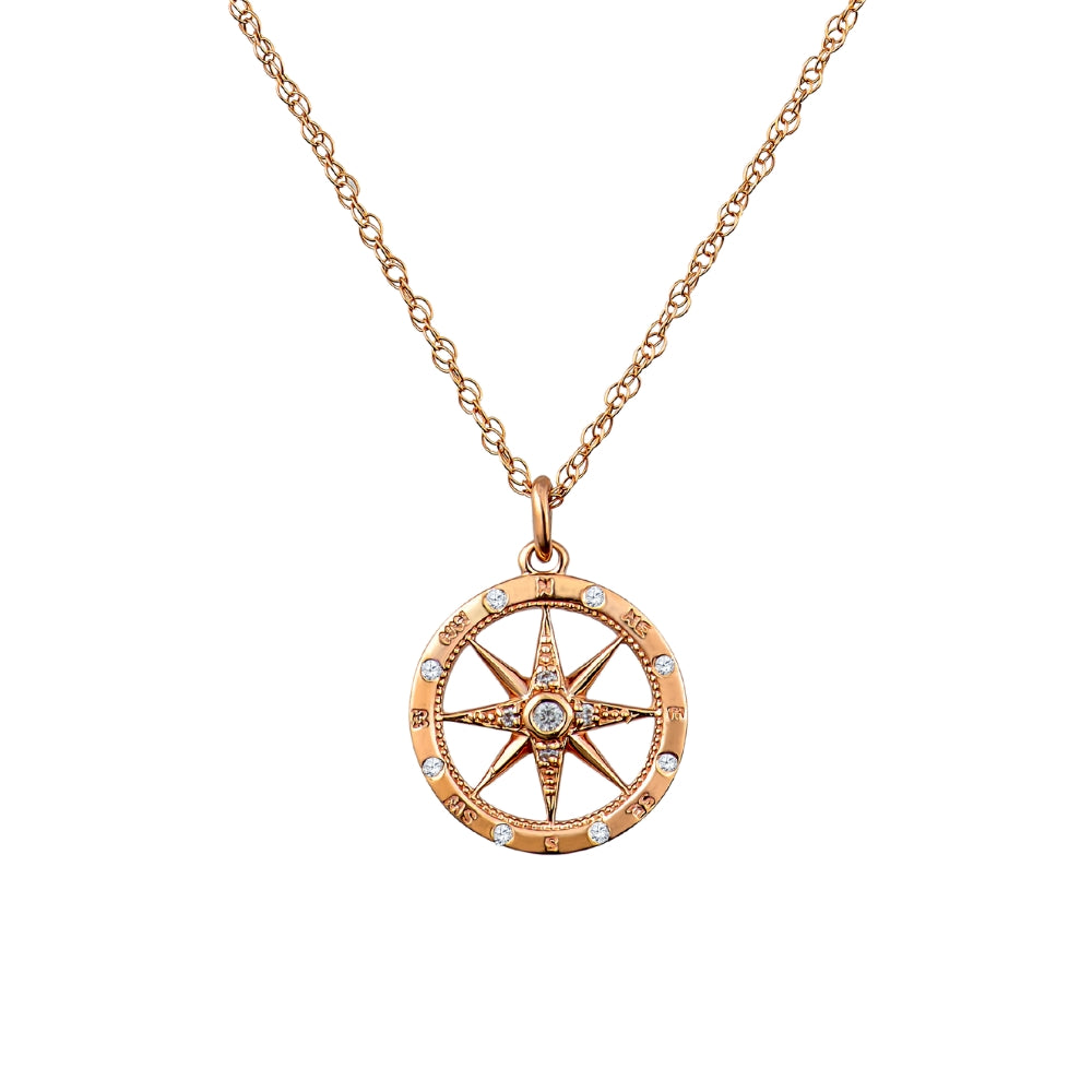 compass necklace, compass pendant, symbolic pendant, diamond pendant, nautical pendants