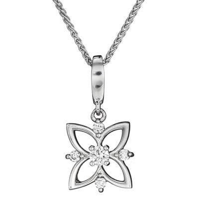 April birthstone, diamond flower pendant, diamond flower necklace, unique diamond pendant
