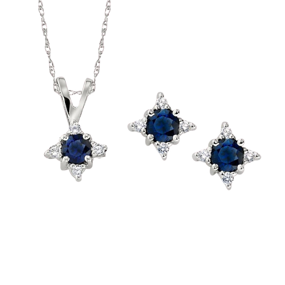 diamond and sapphire set, sapphire and diamond jewelry set, made in USA jewelry, david connolly jewelry, engel brothers